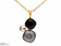 Czarno biały wisiorek trzy kryształy, pozłacane srebro 925, kryształ Swarovski®