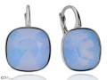 Niebieskie opalizujące kolczyki angielskie duże kwadraty, srebro 925, kryształy Swarovski® kwadrat
