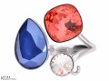 Granatowy, koralowy i biały pierścionek, srebro 925, kryształy Swarovski®