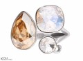 Beżowy pierścionek, srebro 925, kryształy Swarovski®
