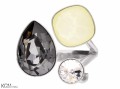 Czarny, żółty, biały pierścionek, srebro 925, kryształy Swarovski®