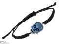 Niebieska pleciona bransoletka czaszka, kryształ Swarovski®, srebro 925