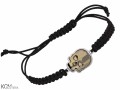 Metaliczna złota pleciona bransoletka czaszka, kryształ Swarovski®, srebro 925