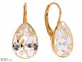 Białe kolczyki angielskie krople, kryształ Swarovski® kropla, pozłacane srebro 925