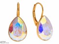 Opalizujące kolczyki angielskie krople, kryształ Swarovski® kropla, pozłacane srebro 925