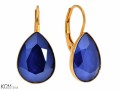 Granatowe kolczyki angielskie krople, kryształ Swarovski® kropla, pozłacane srebro 925