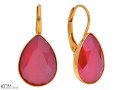 Czerwone kolczyki angielskie krople, kryształ Swarovski® kropla, pozłacane srebro 925