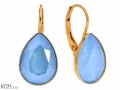 Jasne niebieskie kolczyki angielskie krople, kryształ Swarovski® kropla, pozłacane srebro 925