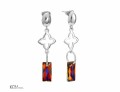 Czerwono granatowe wiszące kolczyki prostokąty i gwiazda, srebro 925, kryształy Swarovski®
