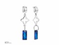 Niebieskie wiszące kolczyki prostokąty i gwiazda, srebro 925, kryształy Swarovski®