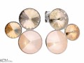 Beżowe kolczyki trzy kryształy, srebro 925, okrągłe kryształy Swarovski®