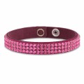 Różowa bransoletka ze skóry alcantara Sparkle z różowymi kryształkami