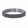 Szara bransoletka ze skóry alcantara Sparkle z czarnymi kryształkami