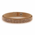 Beżowa bransoletka ze skóry alcantara Sparkle z beżowymi kryształkami