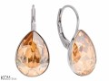 Beżowe kolczyki angielskie krople, kryształ Swarovski® kropla, srebro 925