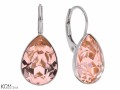 Różowe kolczyki angielskie krople, kryształ Swarovski® kropla, srebro 925