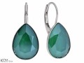 Zielone kolczyki angielskie krople, kryształ Swarovski® kropla, srebro 925