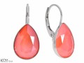 Koralowe kolczyki angielskie krople, kryształ Swarovski® kropla, srebro 925