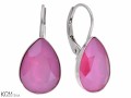 Różowe kolczyki angielskie krople, kryształ Swarovski® kropla, srebro 925