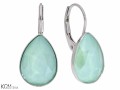 Miętowe kolczyki angielskie krople, kryształ Swarovski® kropla, srebro 925