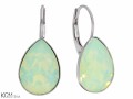 Jasne zielone opalizujące kolczyki angielskie krople, kryształ Swarovski® kropla, srebro 925