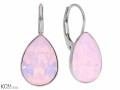 Różowe opalizujące kolczyki angielskie krople, kryształ Swarovski® kropla, srebro 925
