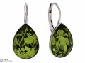 Zielone kolczyki angielskie krople, kryształ Swarovski® kropla, srebro 925