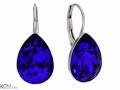 Niebieskie kolczyki angielskie krople, kryształ Swarovski® kropla, srebro 925