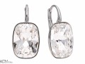 Białe kolczyki angielskie prostokąty, srebro 925, kryształy Swarovski®