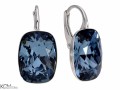Niebieskie kolczyki angielskie prostokąty, srebro 925, kryształy Swarovski®