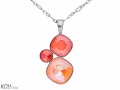 Koralowy wisiorek trzy kryształy, srebro 925, kryształ Swarovski®