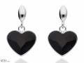 Czarne wiszące kolczyki z dużym sercem, srebro 925, kryształy Swarovski® serce