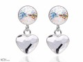 Białe kolczyki wiszące serce i oczko, kryształ Swarovski®, srebro 925