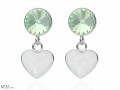 Zielone kolczyki wiszące serce i oczko, kryształ Swarovski®, srebro 925