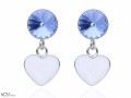 Niebieskie kolczyki wiszące serce i oczko, kryształ Swarovski®, srebro 925