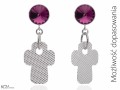 Fioletowe kolczyki krzyże z oczkiem, kryształ Swarovski®, srebro 925