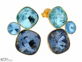 Niebieskie kolczyki trzy kryształy, pozłacane srebro 925, kryształy Swarovski®
