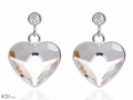 Białe kolczyki z cyrkoniami i dużym sercem, srebro 925, kryształy Swarovski® serce, cyrkonie