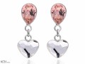 Różowe i białe wiszące kolczyki kropla i serce, kryształ Swarovski®, srebro 925