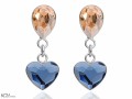 Beżowe i niebieskie wiszące kolczyki kropla i serce, kryształ Swarovski®, srebro 925