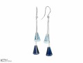 Niebieskie długie, wiszące kolczyki z dwoma kryształami na łańcuszku, srebro 925, kryształy Swarovski®