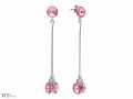 Różowe długie, wiszące kolczyki, kryształy Swarovski®, srebro 925