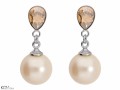 Beżowe wiszące kolczyki z perłą, kryształ Swarovski®, srebro 925, perełka syntetyczna