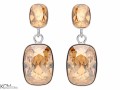 Beżowe wiszące kolczyki prostokąty, srebro 925, kryształy Swarovski®