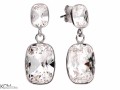 Białe wiszące kolczyki prostokąty, srebro 925, kryształy Swarovski®