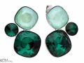 Zielone, szmaragdowe kolczyki trzy kryształy, srebro 925, kryształy Swarovski®