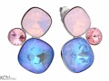 Niebiesko różowe kolczyki trzy kryształy, srebro 925, kryształy Swarovski®