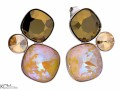 Brązowe kolczyki trzy kryształy, srebro 925, kryształy Swarovski®