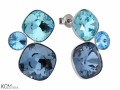 Niebieskie kolczyki trzy kryształy, srebro 925, kryształy Swarovski®
