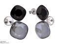 Czarno białe kolczyki trzy kryształy, srebro 925, kryształy Swarovski®